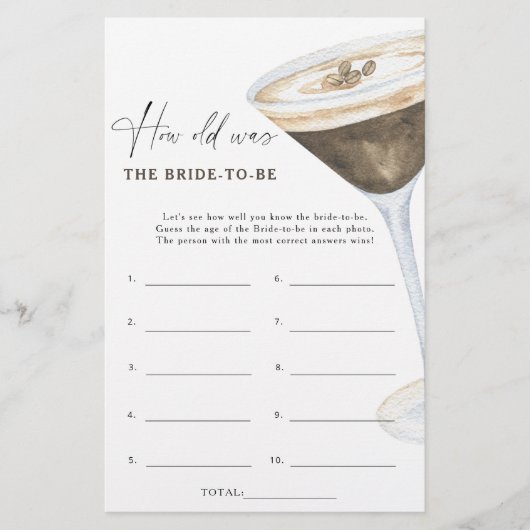 Kaffee Thema Wie alt war die Braut zu spielen (Vorderseite)