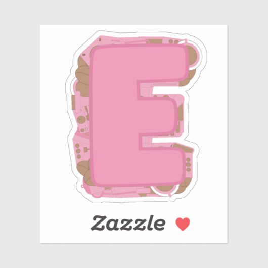 Kaffee Theme Letter E Custom Cut Vinyl Aufkleber (Blatt)