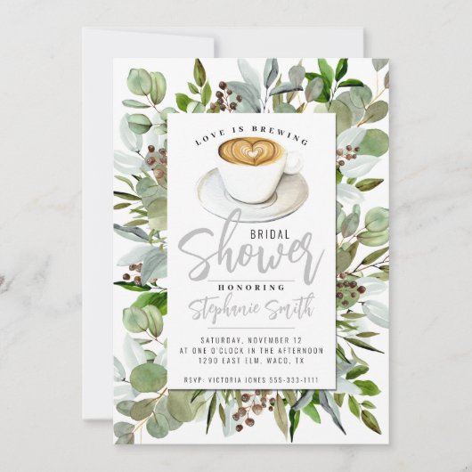 Kaffee Themed Brautdusche Einladung (Vorderseite)