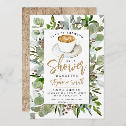 Kaffee Themed Brautdusche Einladung (Vorne/Hinten)