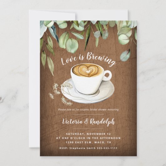 Kaffee Themenpaare Brautdusche Einladung (Vorderseite)