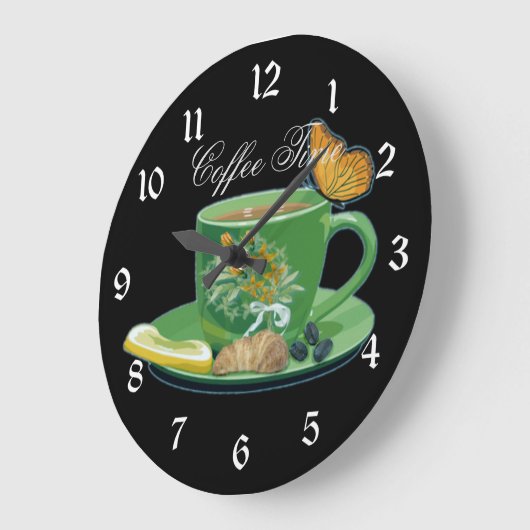 Kaffee Time Cup & Saucer Große Wanduhr (Winkel)