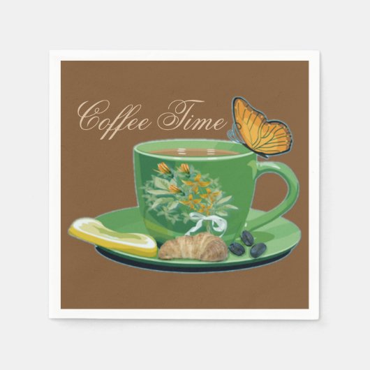 Kaffee Time Cup & Saucer Napkins Serviette (Vorderseite)