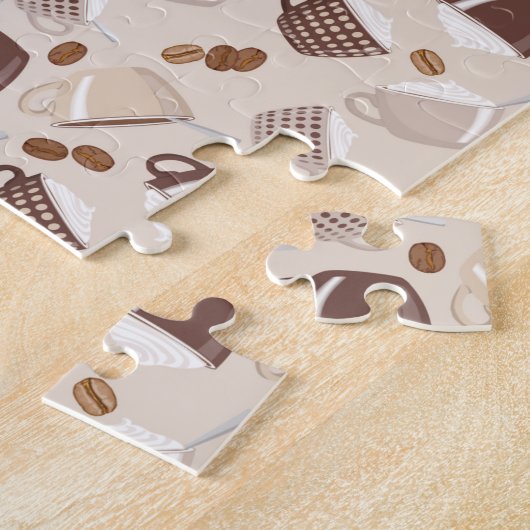 Kaffee Time Cups Brauner Körner Coffein Lover Drin Puzzle (Seite)