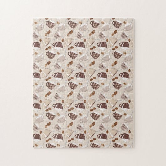 Kaffee Time Cups Brauner Körner Coffein Lover Drin Puzzle (Vertikal)