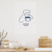 Kaffee Time Man mit Big-Cup Print Minimalistisch C Poster (Küche)