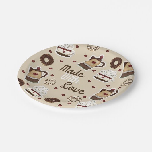 Kaffee-Topf und Schale Pappteller (Schrägansicht)