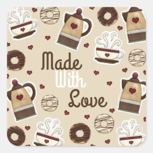 Kaffee-Topf und Schale Quadratischer Aufkleber