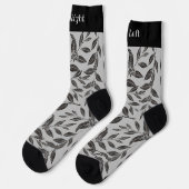 Kaffee Tree Blätter Schwarze Muster Socken (Linkes Detail)