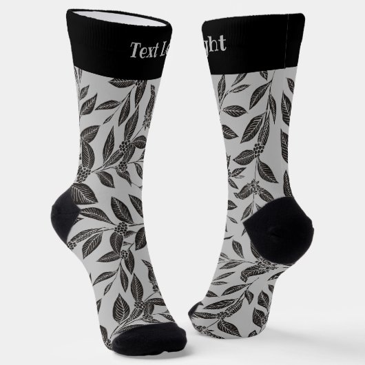 Kaffee Tree Blätter Schwarze Muster Socken (Gewinkelt)