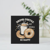 Kaffee trinken Bagels ist glücklich (Stehend Vorderseite)
