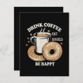 Kaffee trinken Bagels ist glücklich Begleitkarte (Vorne/Hinten)