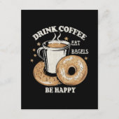 Kaffee trinken Bagels ist glücklich Begleitkarte (Vorderseite)
