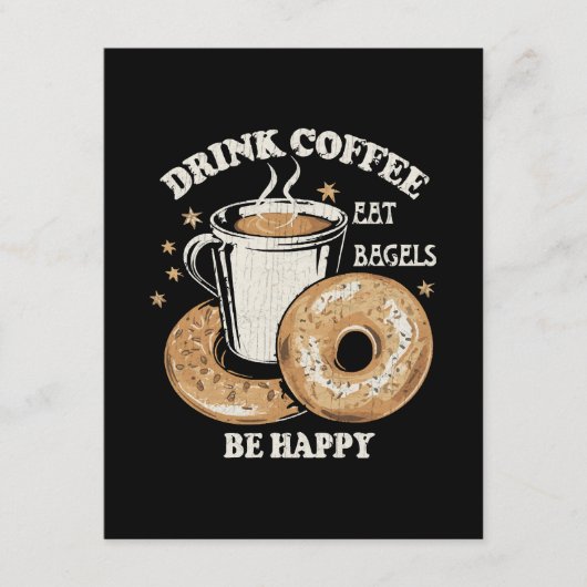 Kaffee trinken Bagels ist glücklich Begleitkarte (Vorderseite)