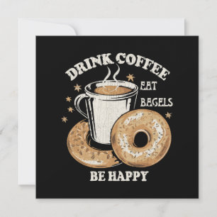 Kaffee trinken Bagels ist glücklich Einladung