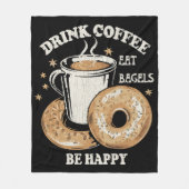 Kaffee trinken Bagels ist glücklich Fleecedecke (Vorderseite)
