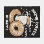 Kaffee trinken Bagels ist glücklich Fleecedecke (Vorderseite (Horizontal))