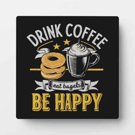 Kaffee trinken Bagels ist glücklich Fotoplatte (Vorderseite)