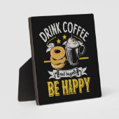Kaffee trinken Bagels ist glücklich Fotoplatte (Vorderseite)