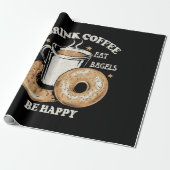 Kaffee trinken Bagels ist glücklich Geschenkpapier (Ungerollt)