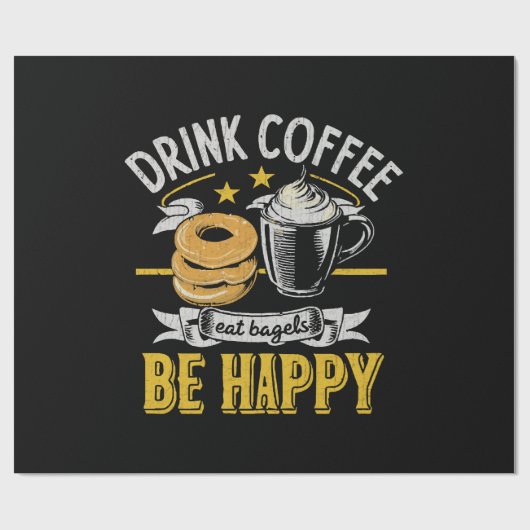 Kaffee trinken Bagels ist glücklich Geschenkpapier (Flach)