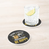 Kaffee trinken Bagels ist glücklich Getränkeuntersetzer (Seite)