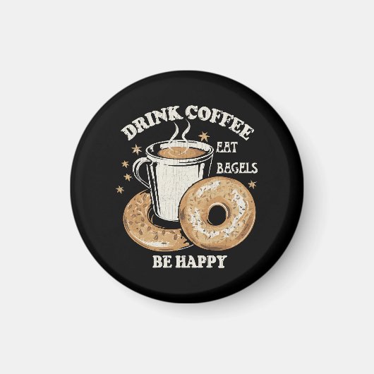 Kaffee trinken Bagels ist glücklich Magnet (Vorne)