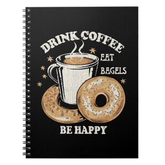 Kaffee trinken Bagels ist glücklich Notizblock (Vorderseite)