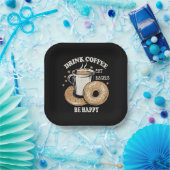 Kaffee trinken Bagels ist glücklich Pappteller (Party)
