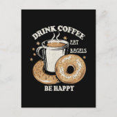 Kaffee trinken Bagels ist glücklich Postkarte (Vorderseite)