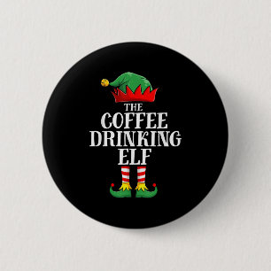 Kaffee trinken Elf Familie Matching Weihnachtself Button