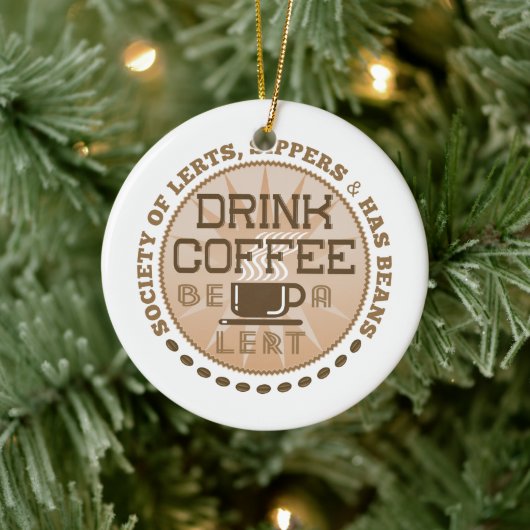 Kaffee trinken - Lest sein Keramikornament (Baum)
