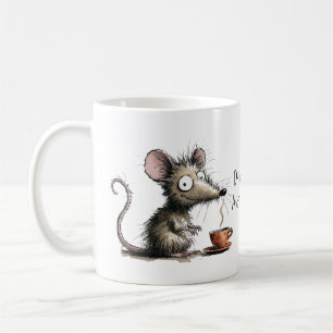 Kaffee trinken. Menschen meiden. Struppige lustige Kaffeetasse