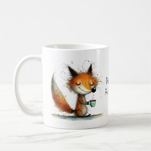 Kaffee trinken. Menschen meiden. Whimsical Fuchs L Kaffeetasse (Links)