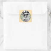 Kaffee trinken quadratischer aufkleber (Tasche)