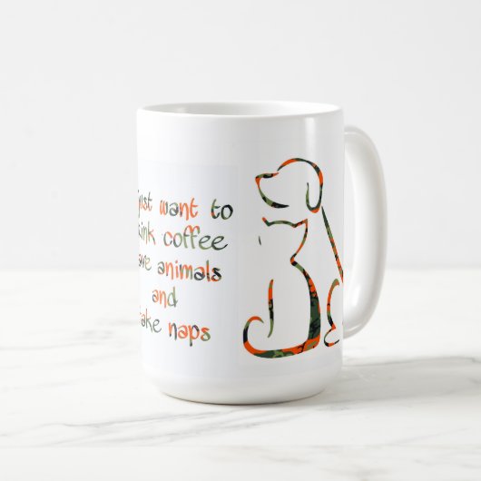 Kaffee trinken, Rettend Tiere, Nickerchen nehmen - Kaffeetasse (VorderseiteRechts)