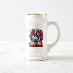 Kaffee trinken und Beängstigend sein Bierglas