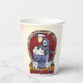 Kaffee trinken und Beängstigend sein Pappbecher (Rückseite)