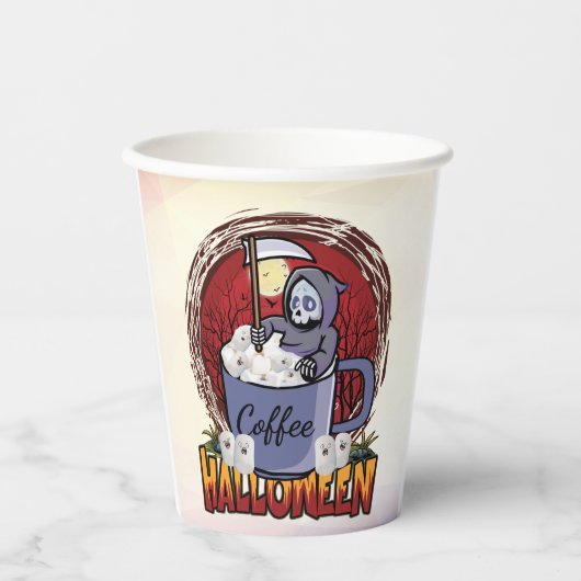 Kaffee trinken und Beängstigend sein Pappbecher (Vorderseite)