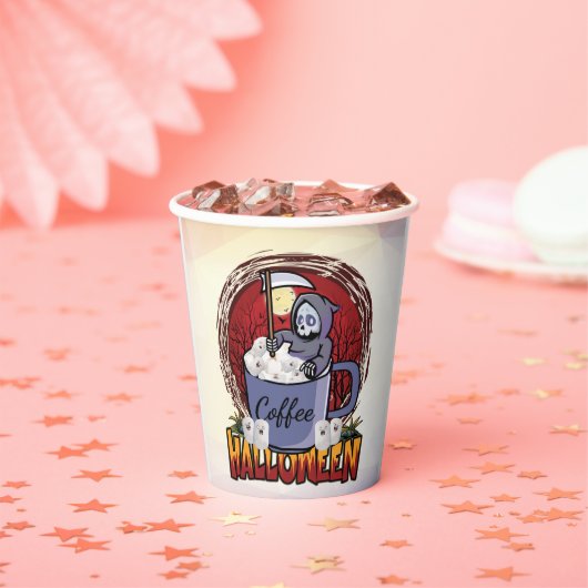 Kaffee trinken und Beängstigend sein Pappbecher (Insitu)