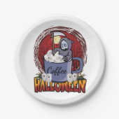 Kaffee trinken und Beängstigend sein Pappteller (Vorderseite)