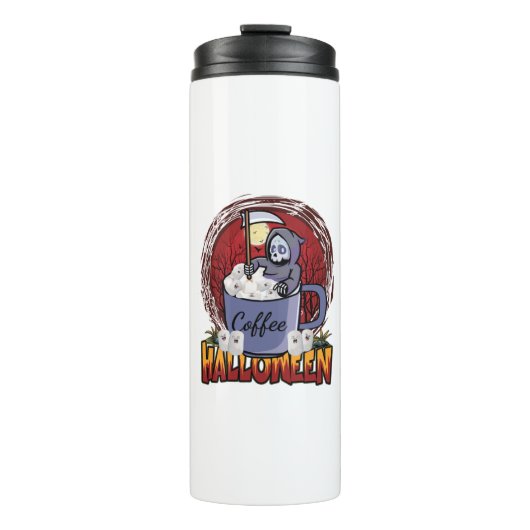 Kaffee trinken und Beängstigend sein Thermosbecher (Vorderseite)