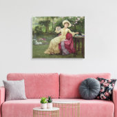 Kaffee trinken und im Garten lesen (w/c Leinwanddruck (Insitu (Wohnzimmer))