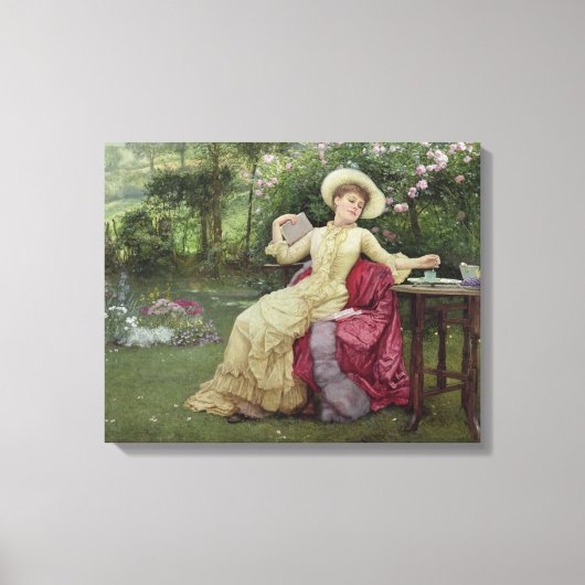 Kaffee trinken und im Garten lesen (w/c Leinwanddruck (Vorderseite)