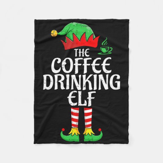 Kaffee trinkender Elf Weihnachten passend Christma Fleecedecke (Vorderseite)