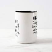 Kaffee tun dumme Sachen schneller Zweifarbige Tasse (Mittel)