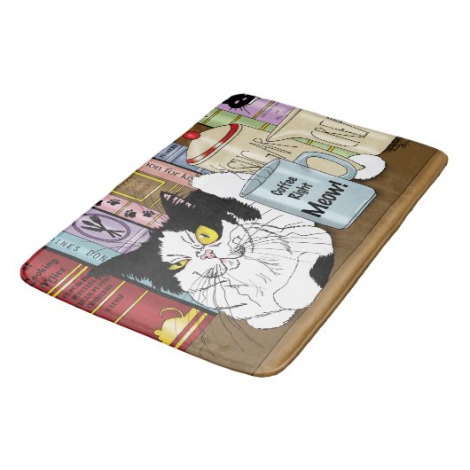 Kaffee Tuxedo Cat Funny Badematte (Schrägansicht)