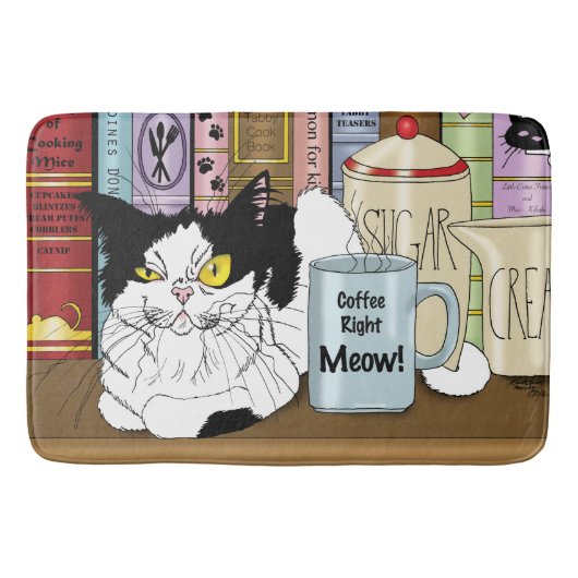 Kaffee Tuxedo Cat Funny Badematte (Vorderseite)