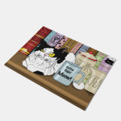 Kaffee Tuxedo Cat Funny Fußmatte (Schrägansicht)