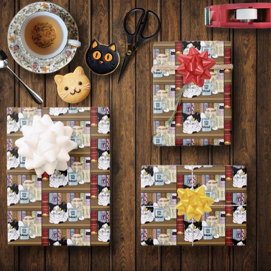 Kaffee Tuxedo Cat Funny Geschenkpapier Set